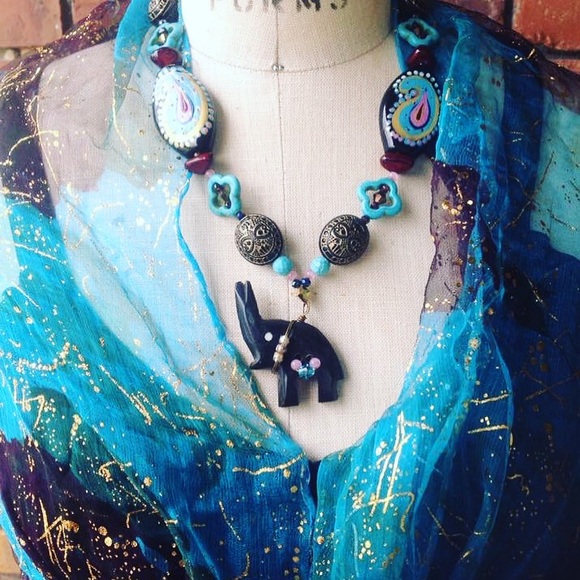 Handmade Mama Paisley Statement Necklace - Picture 1 of 16